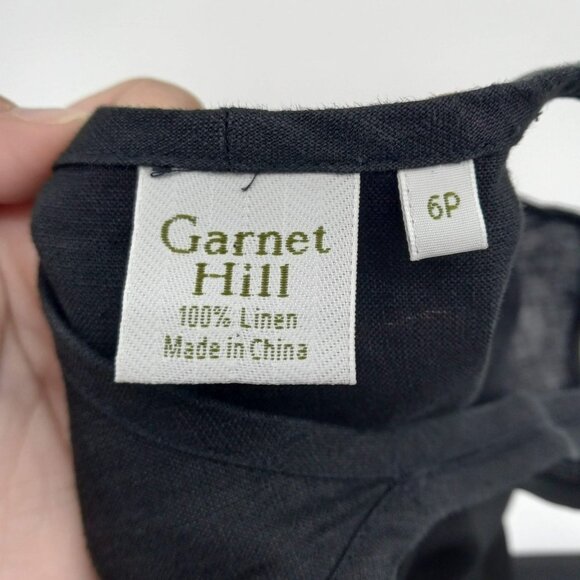 Garnet Hill Black Linen Lattice Cutout Maxi Dress Minimalist Versatile Beach 6P - Picture 7 of 9